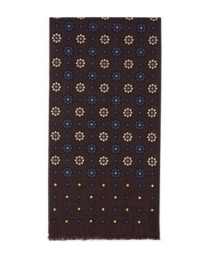 $198 Men's Store Bloomingdale's Scarf Mens OS Brown Floral Medallion Wool Italy